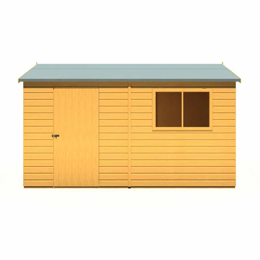 Shires Lewis 12 x 8 Feet Single Door Reverse Apex Style D Shed in Brown