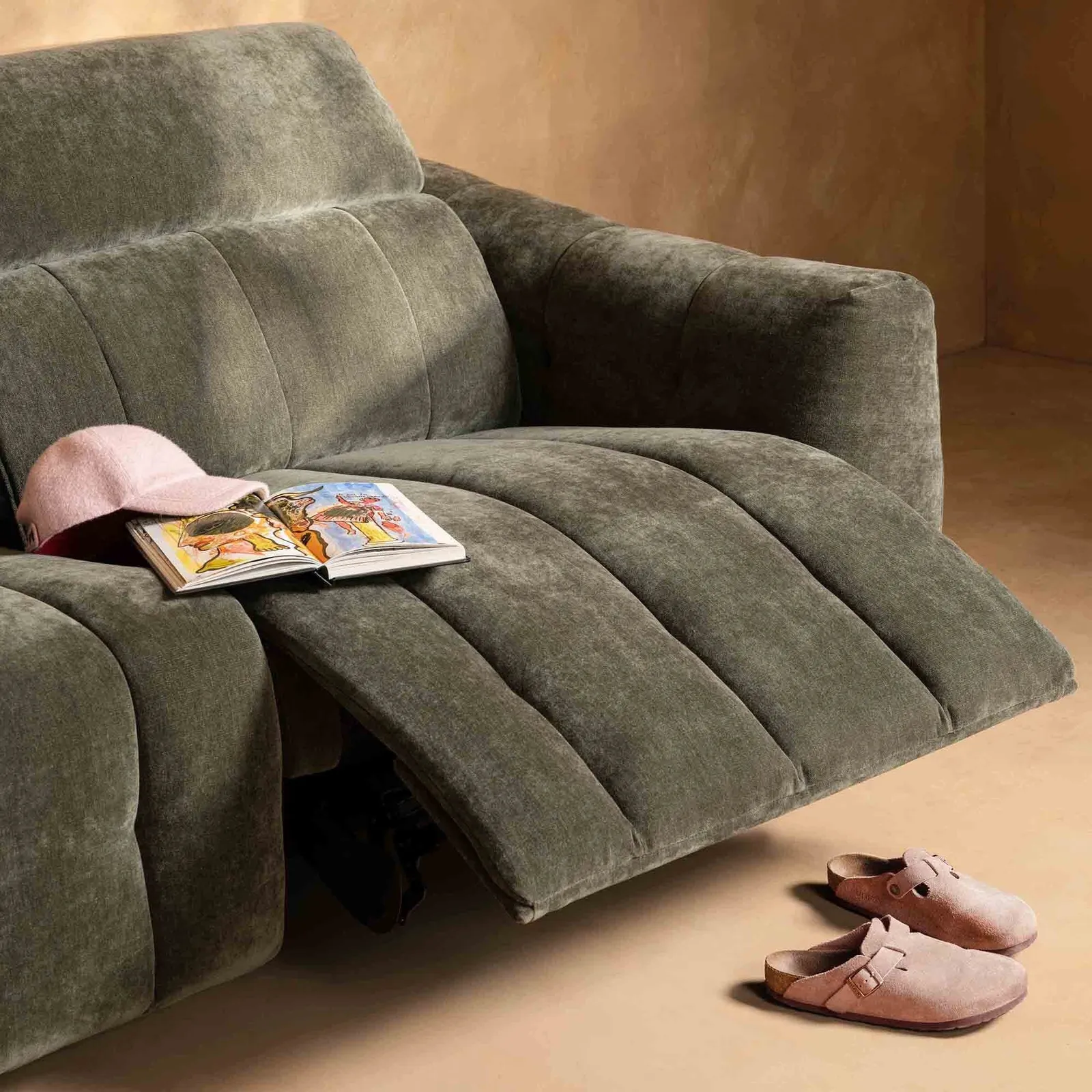 Montgomery 2.5 Power Seater & Headrest Recliner Sofa, Green Fabric | Barker & Stonehouse 3