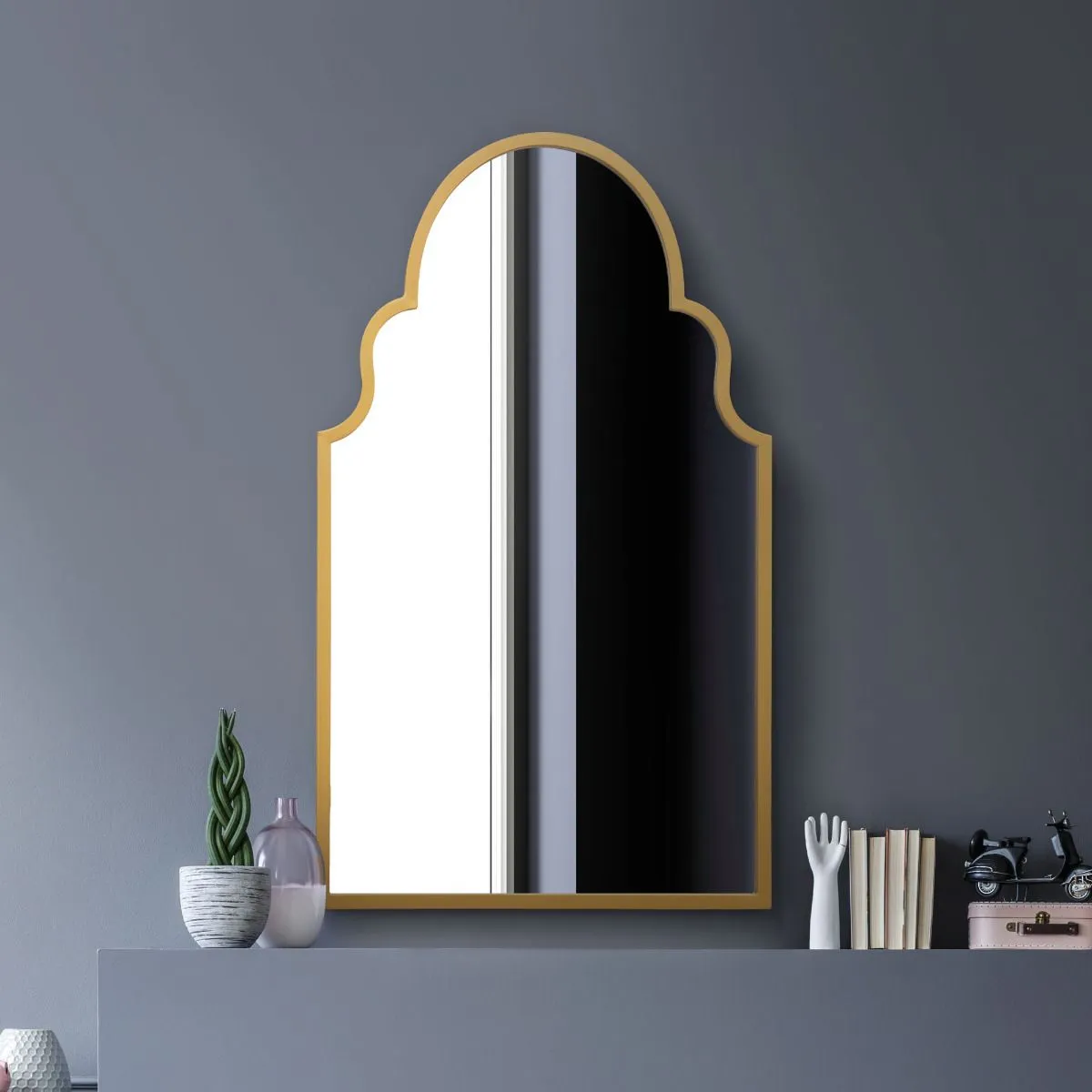 MirrorOutlet Gold Metal Framed Arched Wall Mirror 41" X 24" (104CM X 61CM) 6
