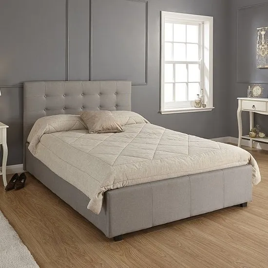 Lucca Fabric Ottoman Storage Double Size Bed In Grey