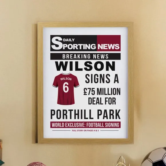 Personalised Football News Poster Frame 4