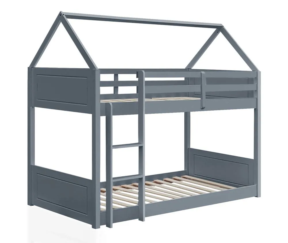 Comfy Living Ltd 3ft House Style Bunkbed in Natural Grey or White 3
