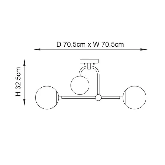 Return - Vogue Newton 4 Light Semi Flush Ceiling Light Brass 5