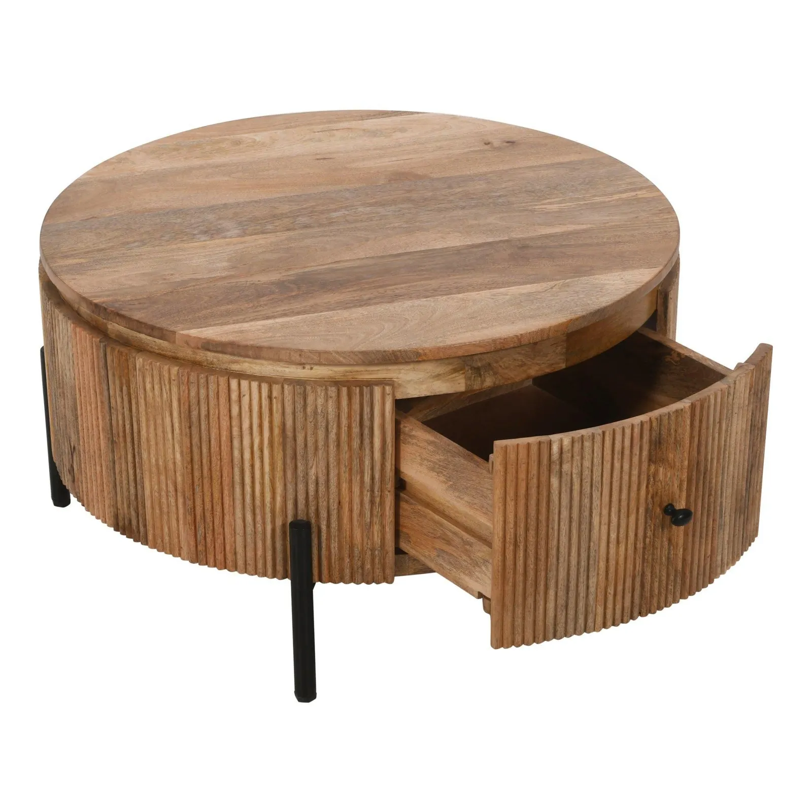 IH Design Margarita Natural Solid Wood Coffee Table With Metal Legs 5