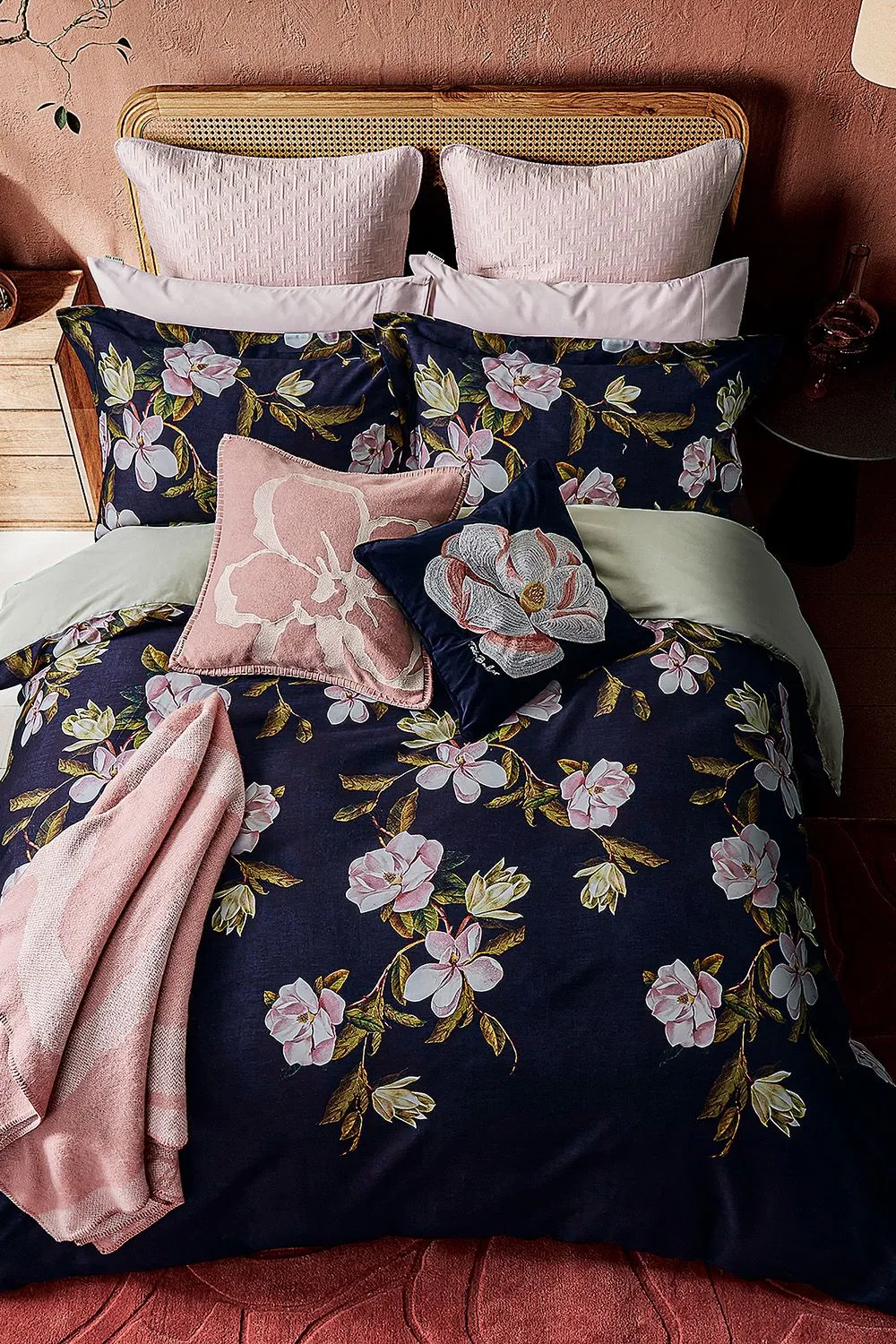 Ted Baker 'Opal Floral' Cotton Sateen Duvet Cover Set in Navy 3