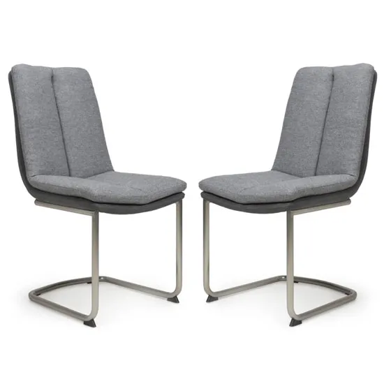Triton Light Grey Linen Effect Dining Chair In A Pair
