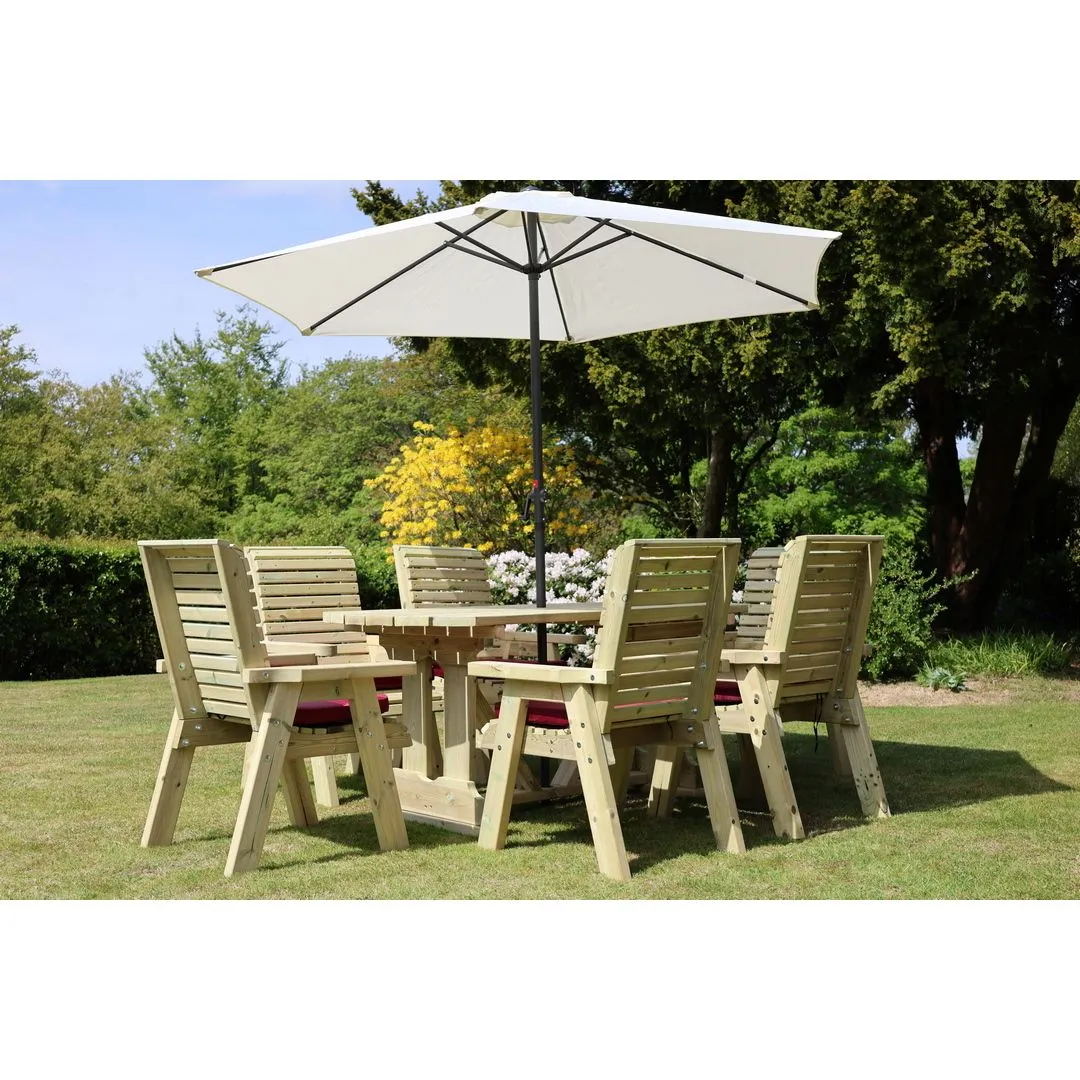 Churnet Valley Garden Furniture Ltd Ergo 6 Chairs Table Set - Min. Assembly Required - Set of Cushions Inc in Brown 5