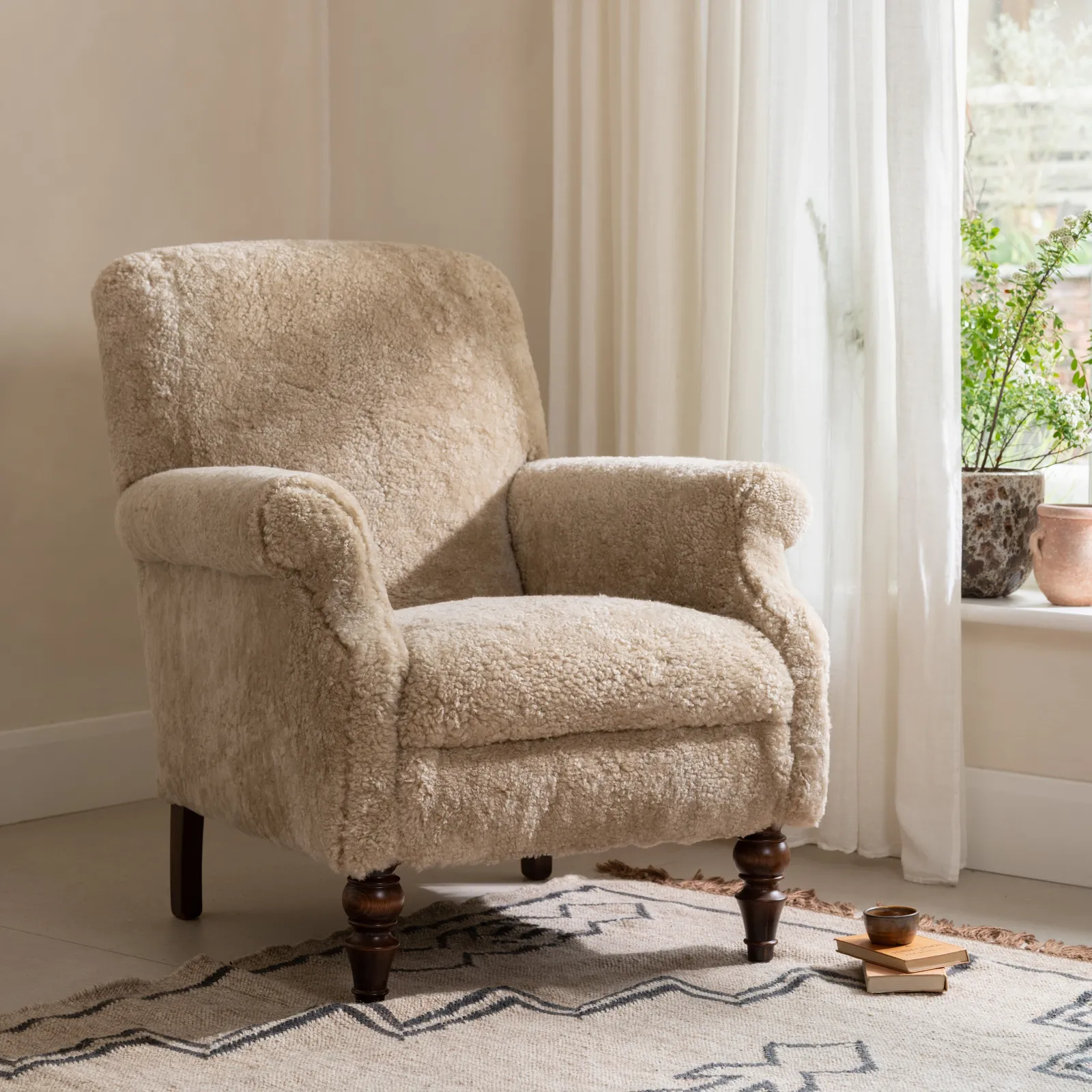 Tetrad Merino Armchair Auckland Short Hair, Neutral Fabric | Barker & Stonehouse 2