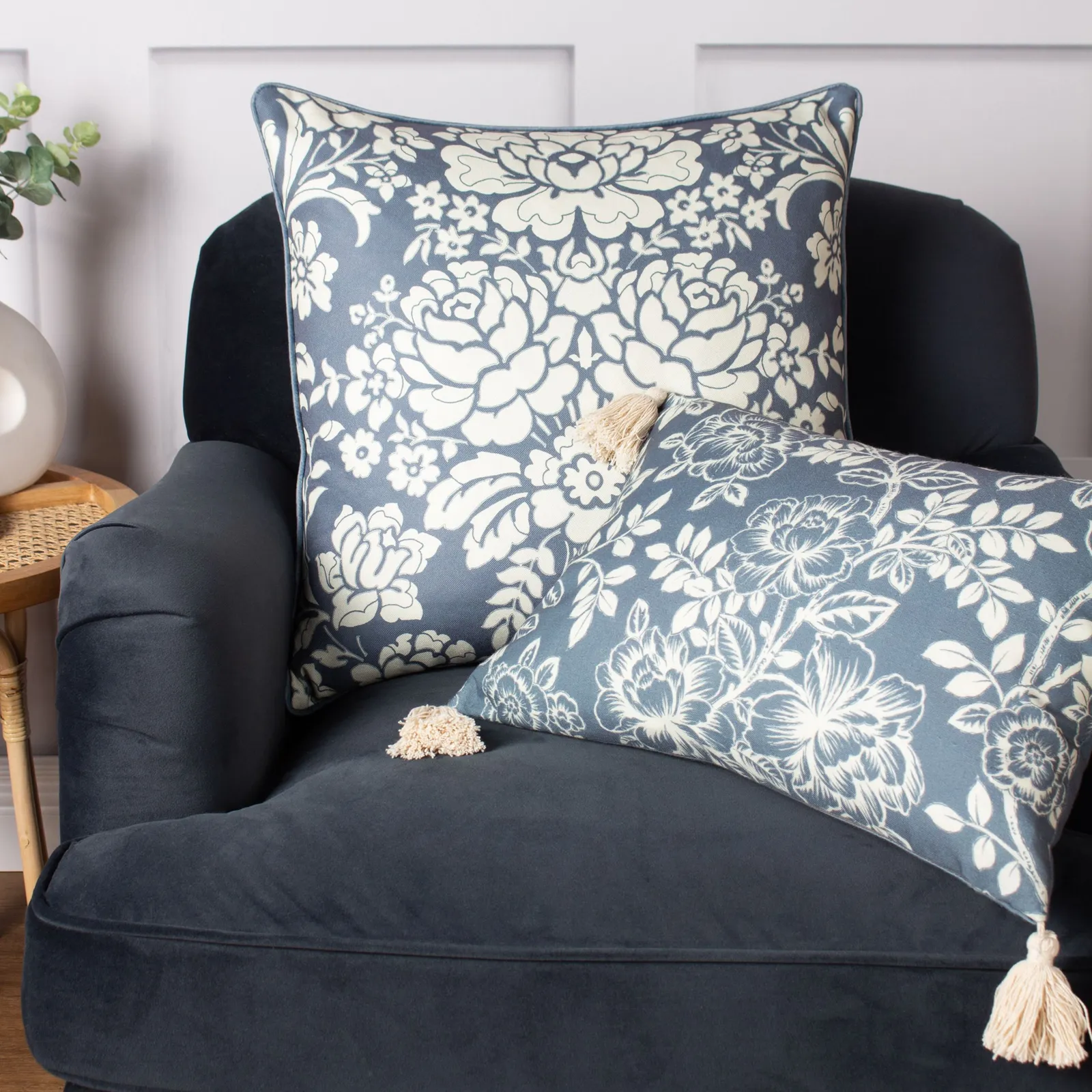 Paoletti Melrose Traditional Floral Cushion in Blue 5