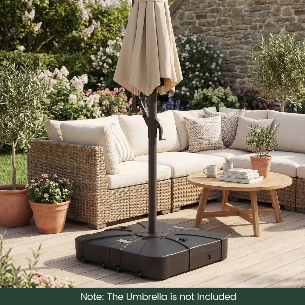 Costway 130kg Cantilever Patio Umbrella Base HDPE Offset Umbrella Stand in Black