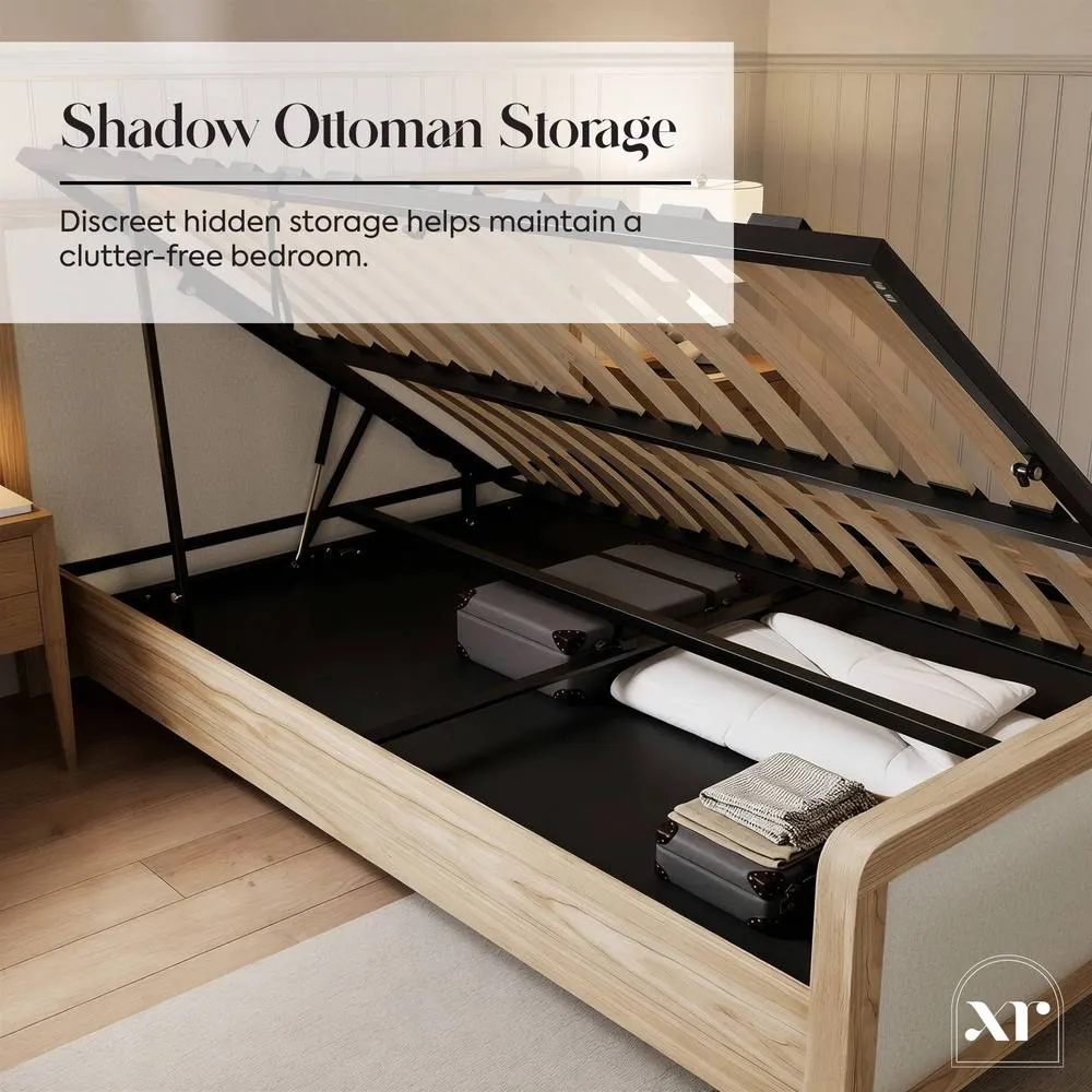 X Rocker Leonie Wooden Shadow Ottoman Bed Frame - Natural - Ash 5