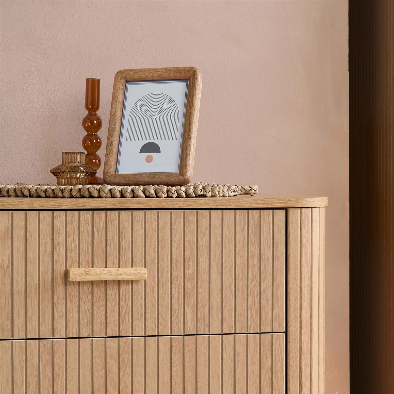 Birlea 6 Oak Brown Drawer Wooden Fluted Chest Axel 2