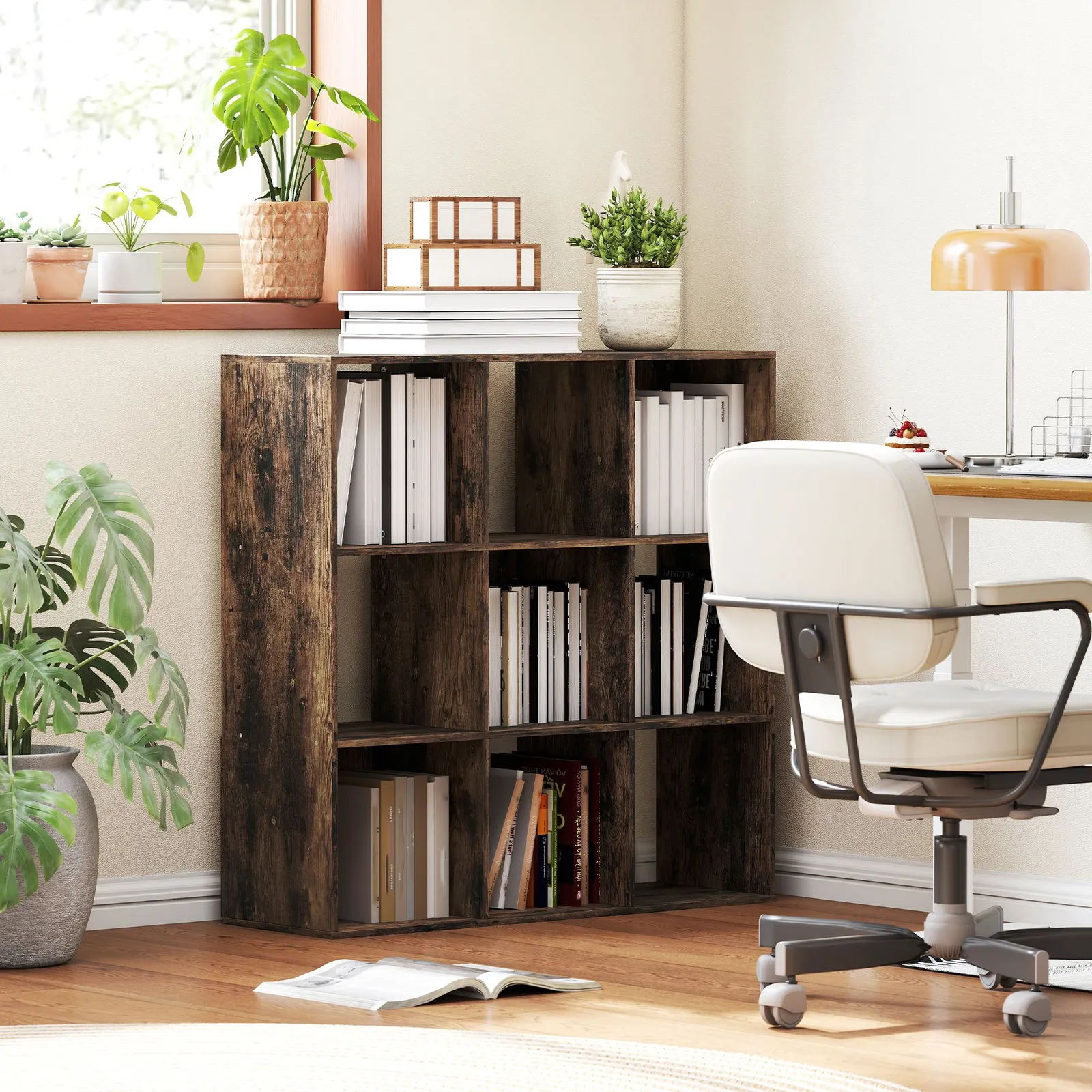 HOMCOM 9 Cube Storage Unit Cabinet Bookcase Display Shelves in Brown