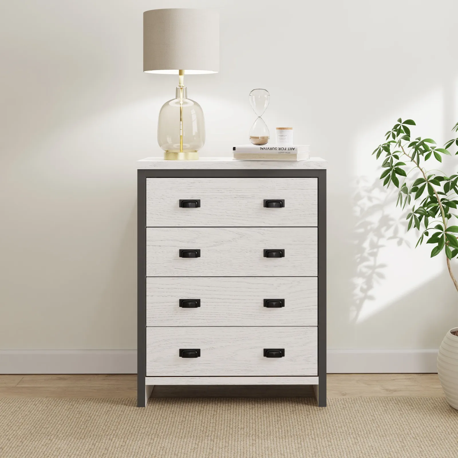 GFW Boston 4 Drawer Chest of Drawers in White