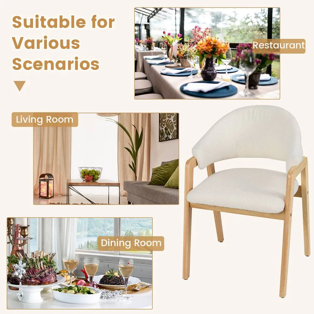 Costway Modern Dining Chair Set of 2 Kitchen Chair w/Padded Seat in White 6