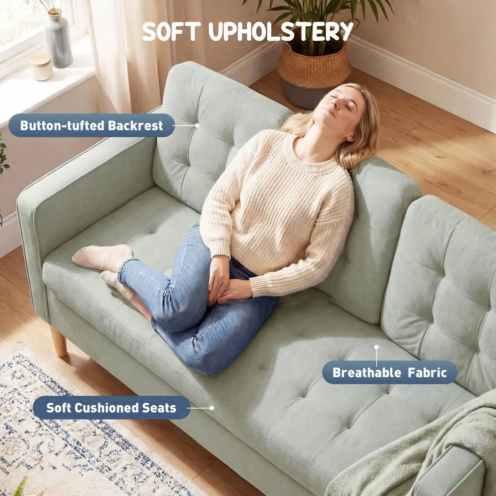 HOMCOM Modern 3 Seater Sofa with Hidden Storage & Rubber Wood Legs in Light Grey 4