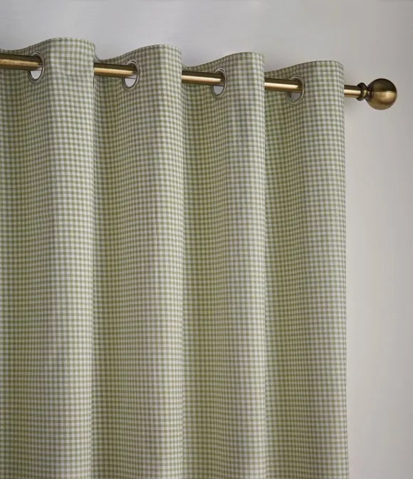 Sydney Gingham Polycotton Blackout Eyelet Curtains 1