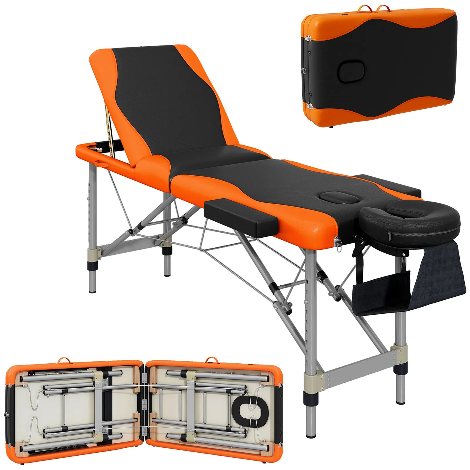 HOMCOM Portable Massage Table Beauty Therapy Couch Bed Spa Aluminum in Orange 2