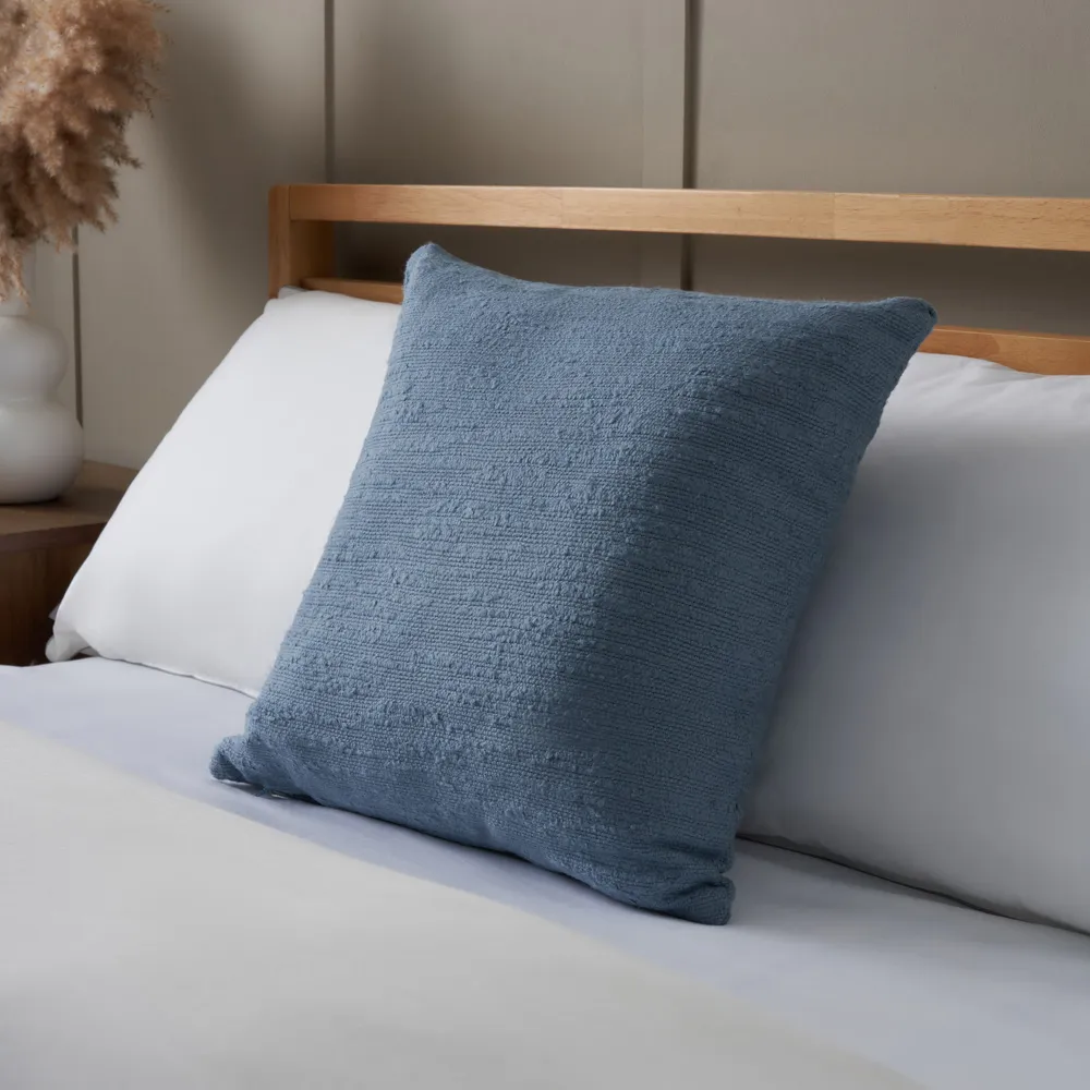 Textured Slub Cushion, Blue 1