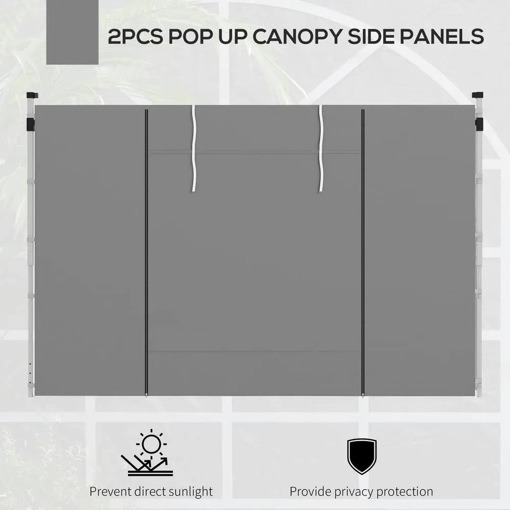 OUTSUNNY 3x3(m) or 3x6m Pop Up Gazebo Side Panels Replacement, 2 Pack in Light Grey 4