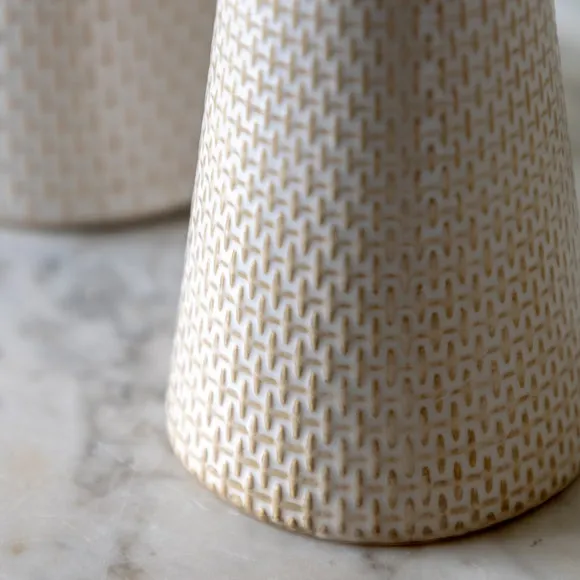 Crossland Grove Porto Ceramic Candle Stick White Glaze (Set of 2), White 3