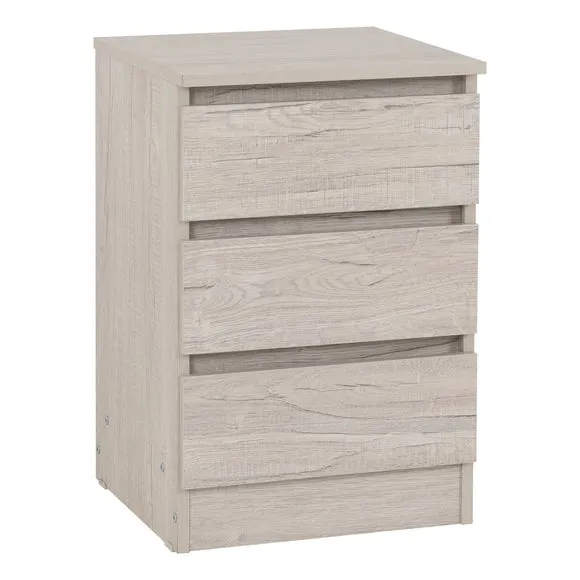 Return - Walker 3 Drawer Bedside Table, Urban Snow 2