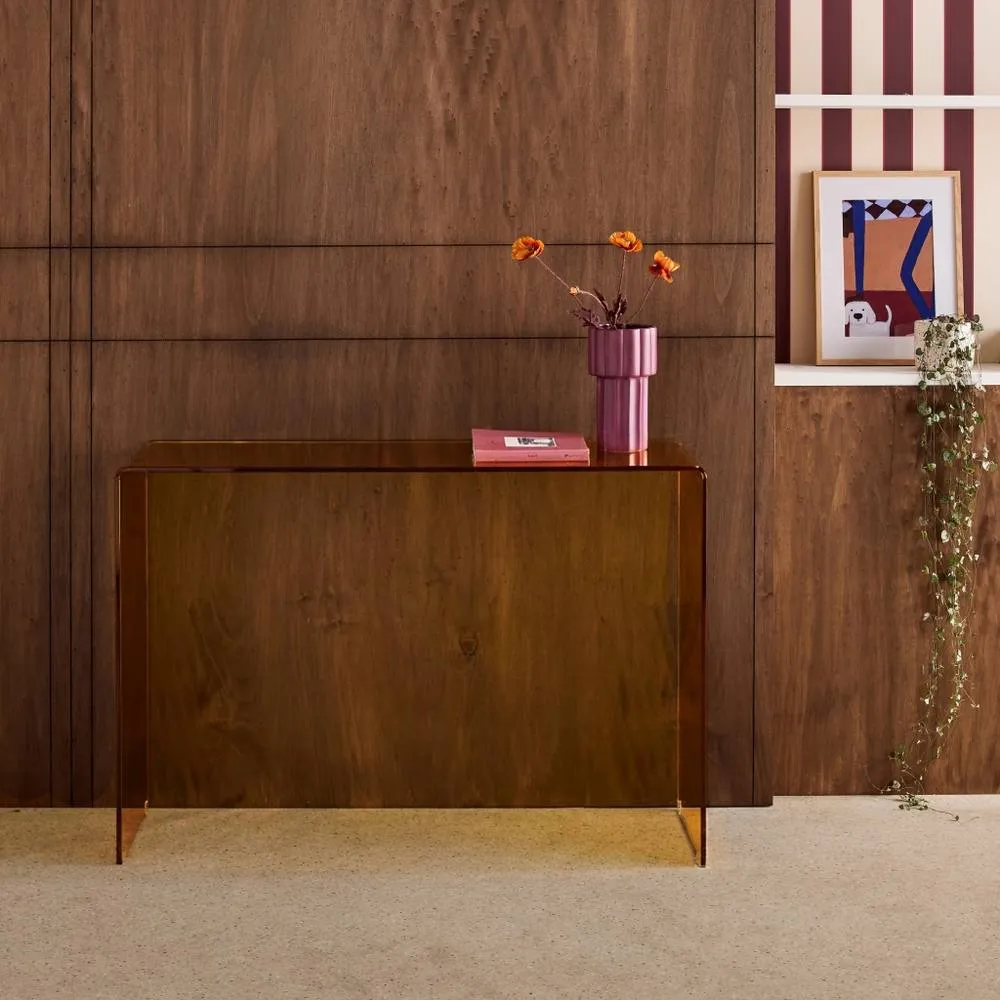 sweeek Rectangular tempered glass console in Amber