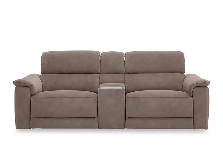 Genius Fabric 3 Seater Power Recliner Media Sofa with Power Headrests, Power Lumbar and Heated Seats - Marble Charcoal Grey