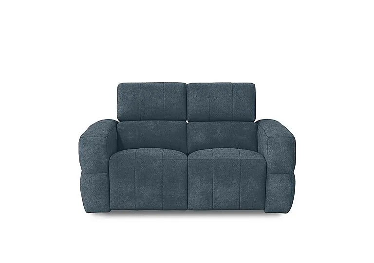 Cube Fabric 2 Seater Power Recliner Sofa with Power Headrests - Hudson Ocean