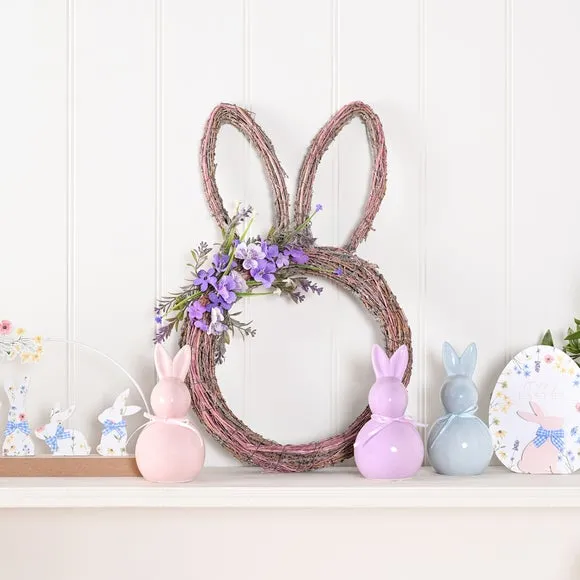 Eggs-traordinary Gift Co. Set of 3 Ceramic Pastel Bunny Ornaments 2