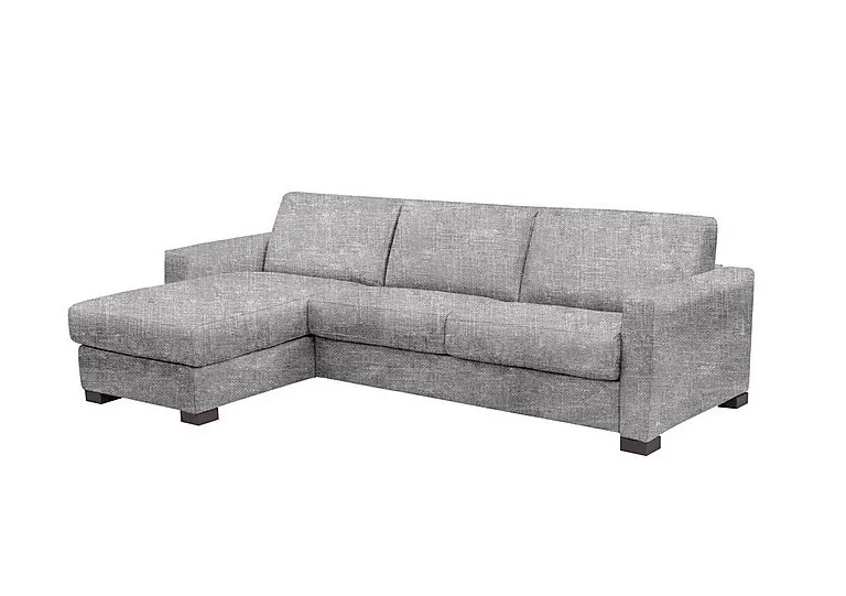 Alcova 3 Seater Left Hand Facing Fabric Sofa Bed and Storage Chaise with Box Arms - Light Grey - Sofas and Armchairs - In Time for Christmas