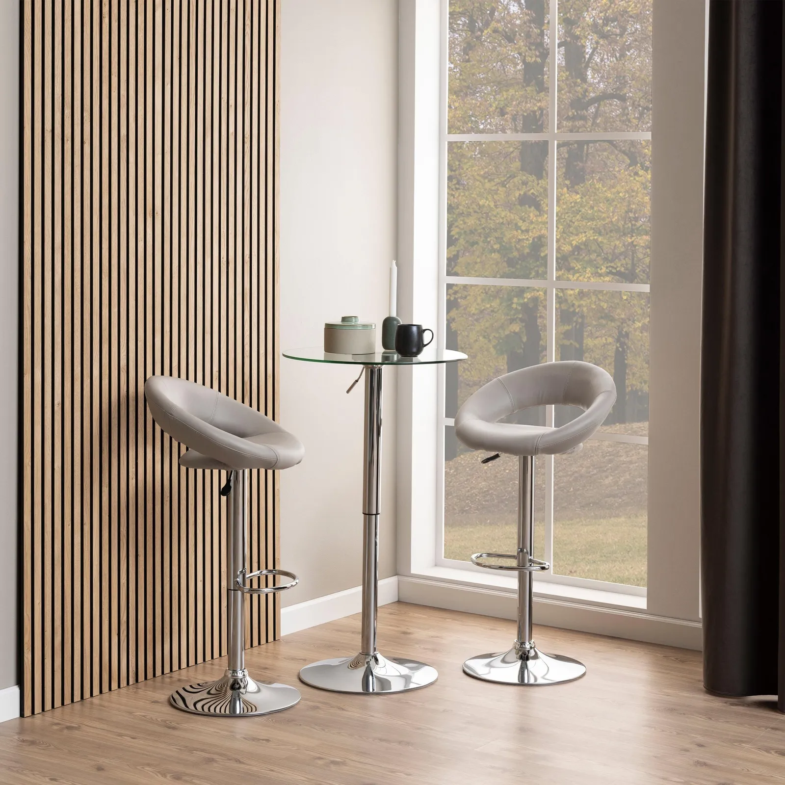 Furniture To Go Plump Light Grey Swivel Bar Stool with Open Back 4