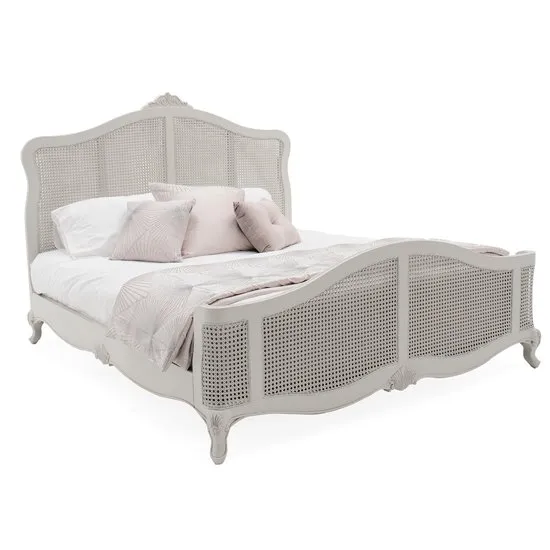 Camille Wooden King Size Bed In Antique Grey