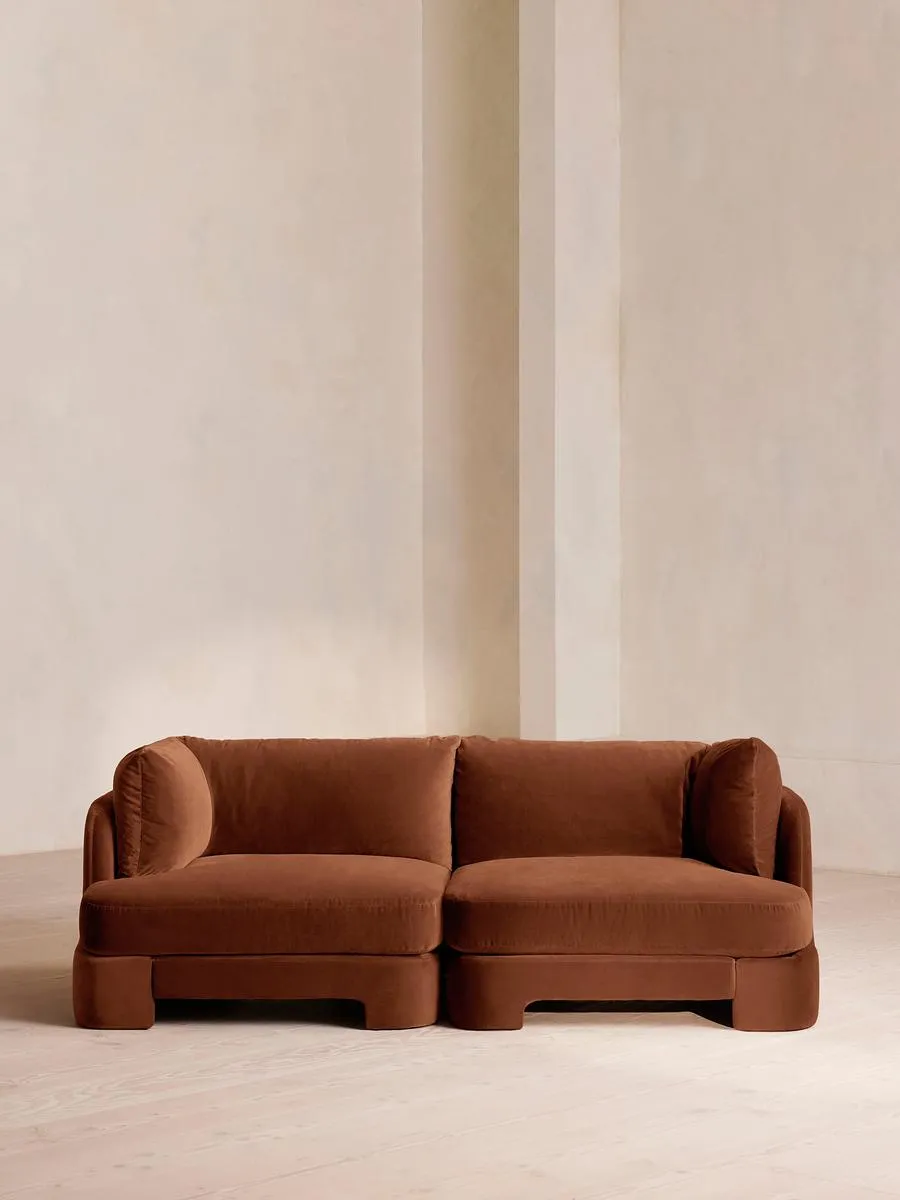 Odell Modular Sofa, Three Seater, Velvet, Cinnamon