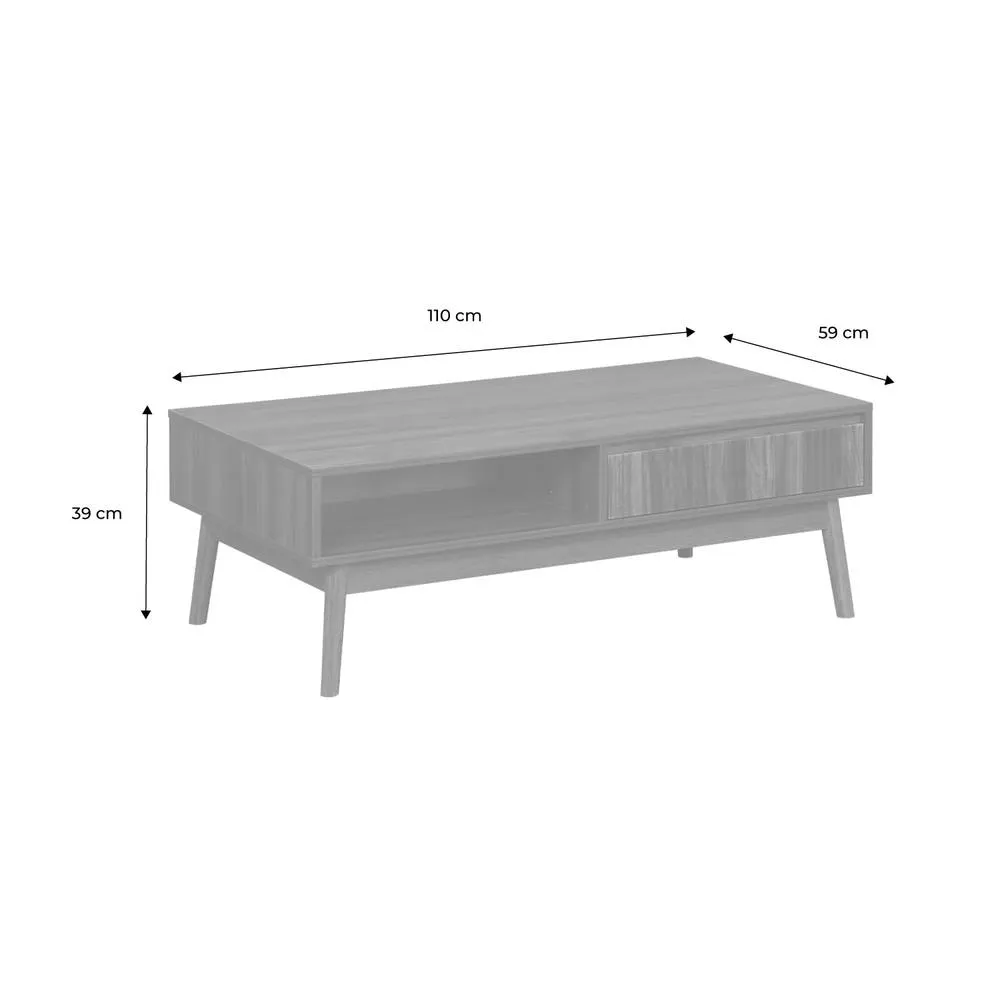 sweeek Grooved Wood Detail Coffee Table in Dark Brown 5