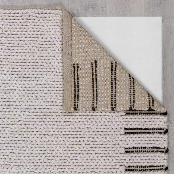 Plaited Wool Striped Border Rug 3