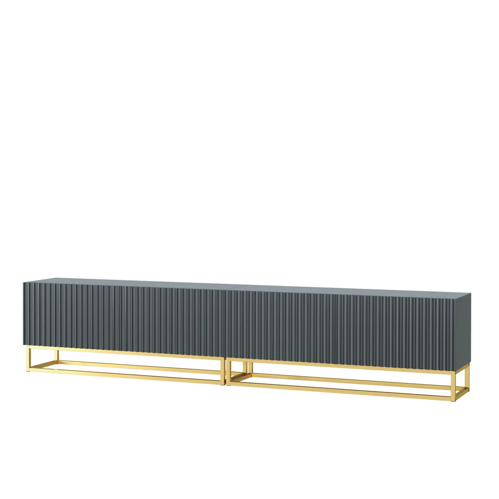 Creative Furniture Ripple Duo TV Unit 200cm - Modern Fluted Design with Push to Open Doors in Grey 6