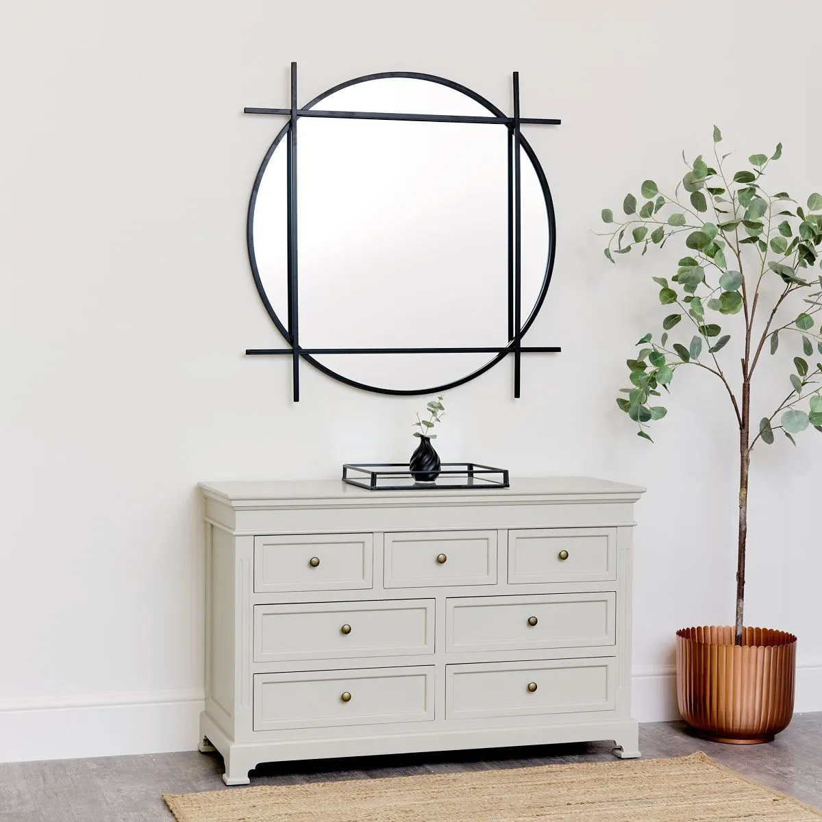 Melody Maison Large Round Black Wall Mirror 97cm X 97cm 2