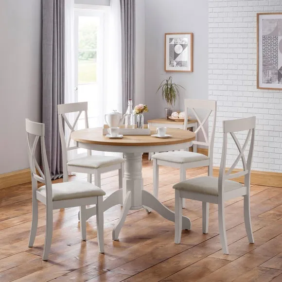 Return - Davenport Set of 2 Dining Chairs, Faux Leather Grey Seat Pad