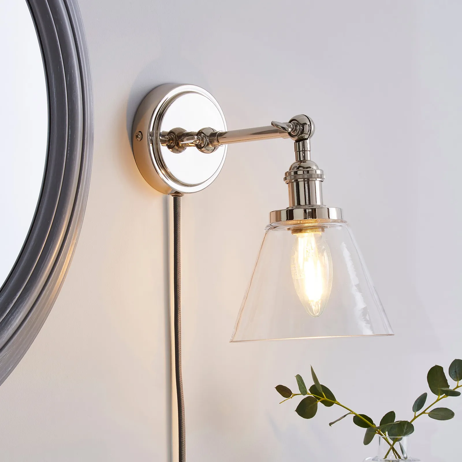 Dorma Purity Nickson EasyFit Plug-In Wall Light Chrome