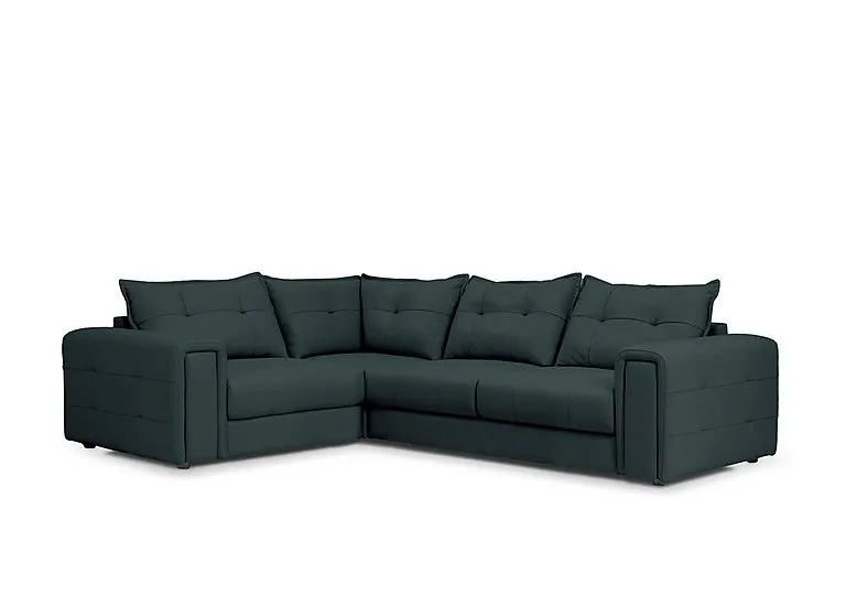 Goliath Leather Left Hand Facing Corner Sofa - Peacock