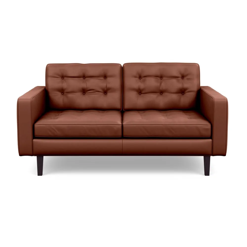 Heal's Hepburn 2 Seater Sofa Leather Grain Dark Brown 068 Wenge Feet 1