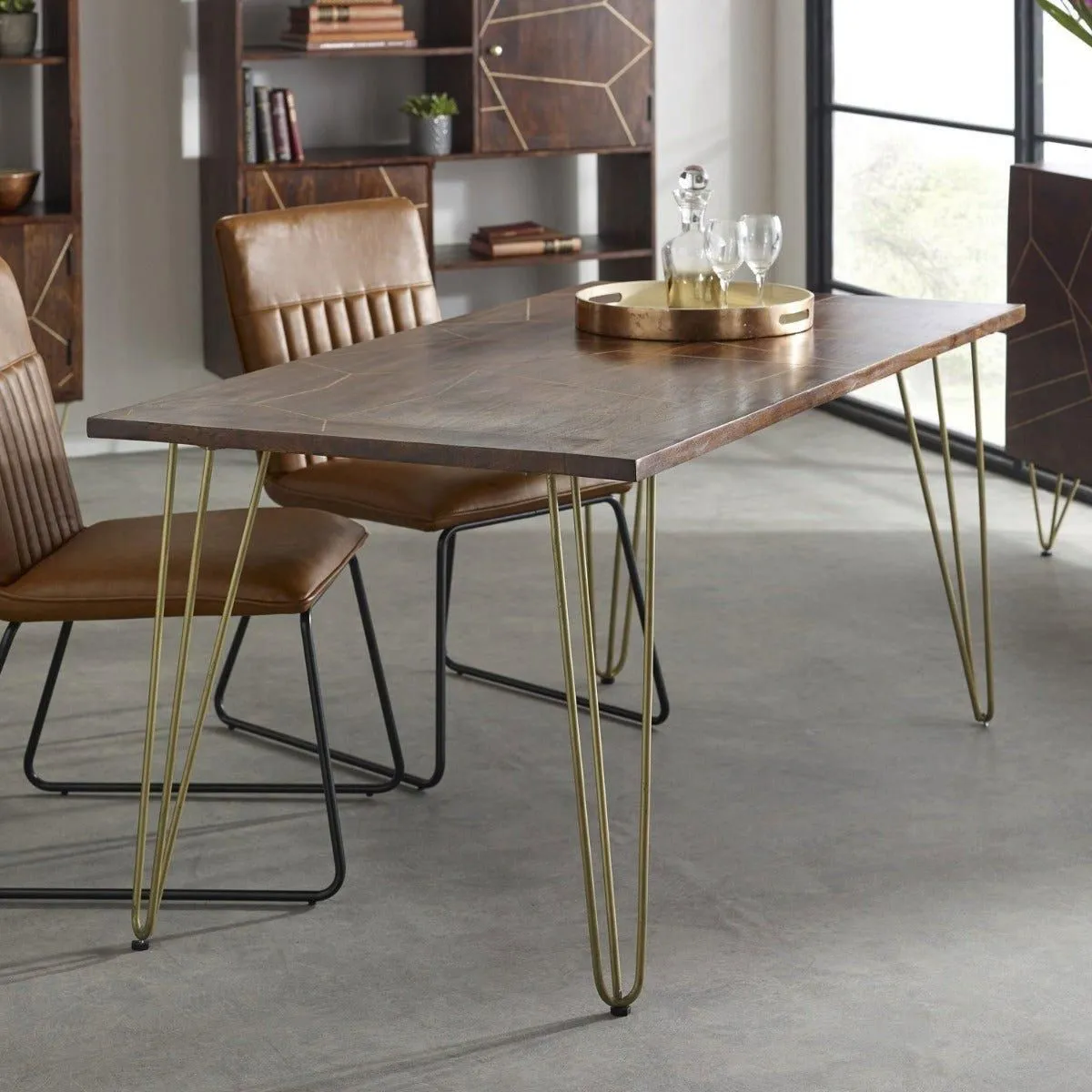 IH Design Rectangular 6 Seater Dining Table Deiondre Dark Mango in Brown 2