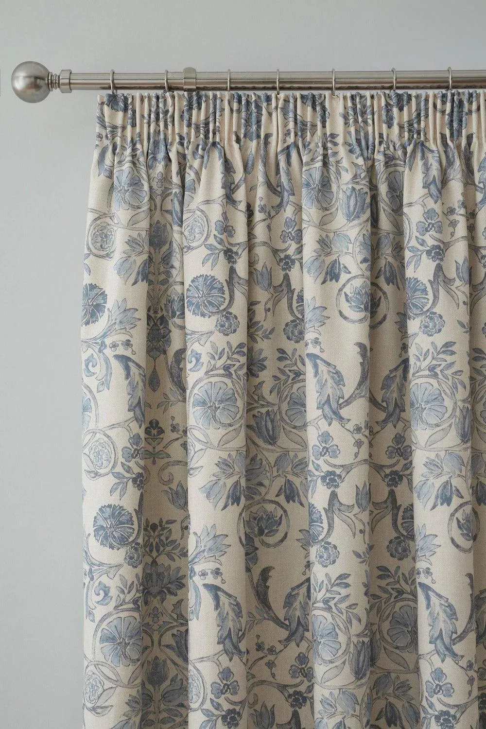 Dreams & Drapes 'Averie' Pair of Pencil Pleat Curtains With Tie-Backs in Blue 4