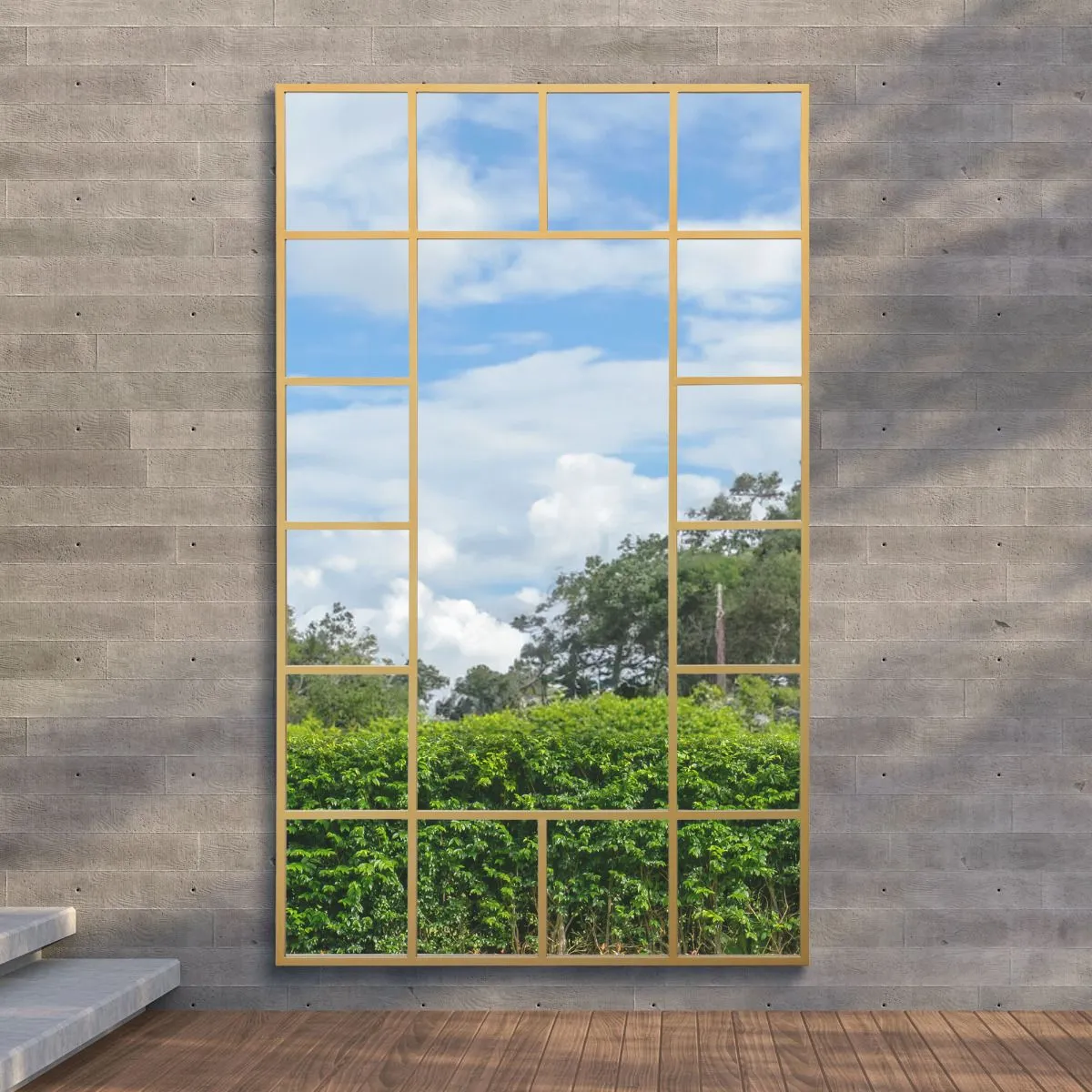 MirrorOutlet Gold Modern Wall & Leaner Garden Mirror 79"x 47" 200x120cm 6