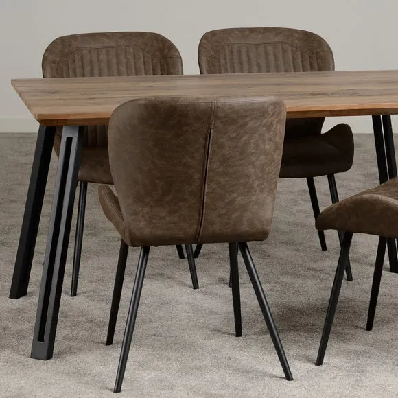 Quebec 4 Seater Rectangular Dining Table with 4 Chairs, Brown
