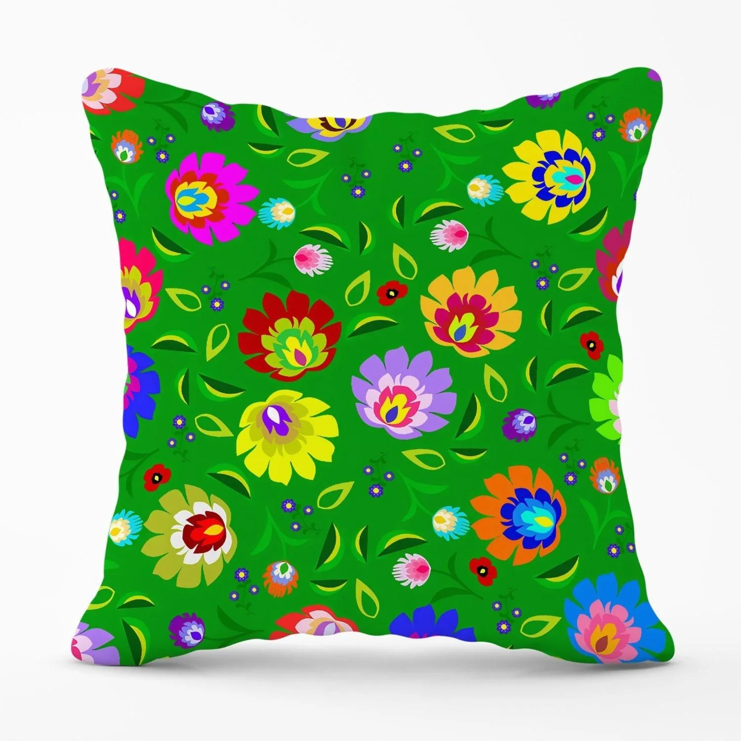 Warren Reed - Designer Polish Folk Floral Outdoor Cushion in Green