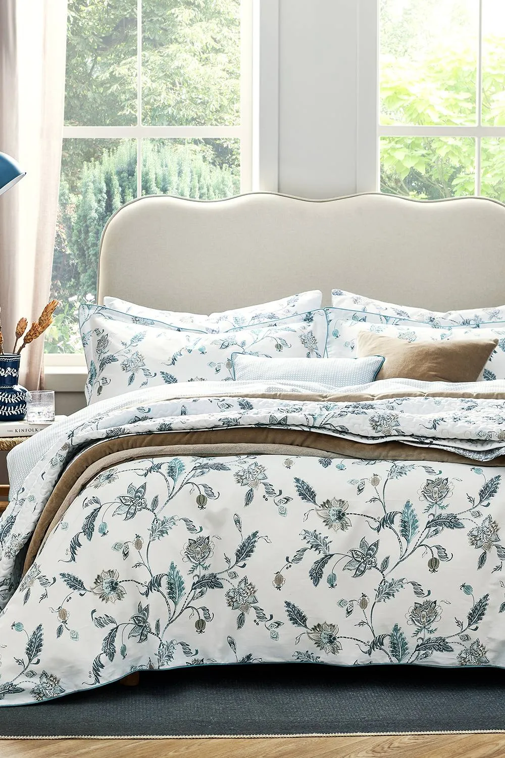 CHRISTY 'Bramley' Spring Floral Cotton Sateen Duvet Cover Set in Blue