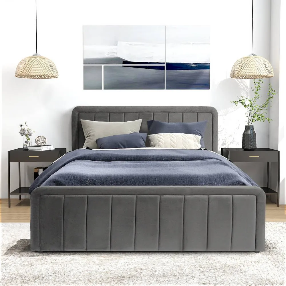 Comfy Living Ltd Brushed Velvet Ottoman Bedframe in Dark Grey 3