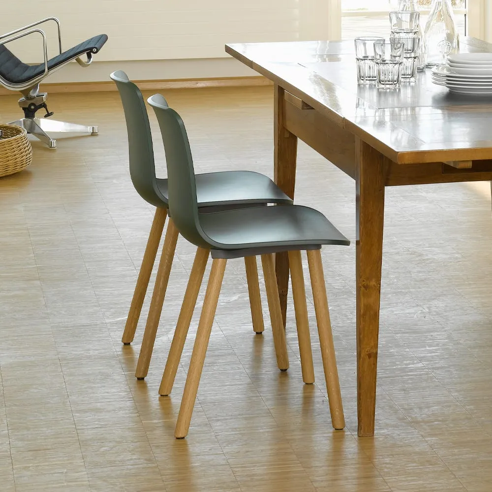 Vitra HAL RE Wood Chair 23 Ice Grey Light Oak Legs 3